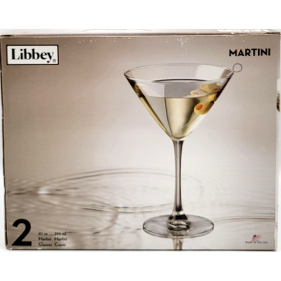 2 Libbey Clear Long Stem Martini 10 oz Bar Drinking Glasses Stemware USA - Picture 6 of 7
